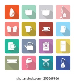 Home appliances icons in flat design set 1