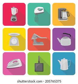 Home appliances icons in flat design set 3