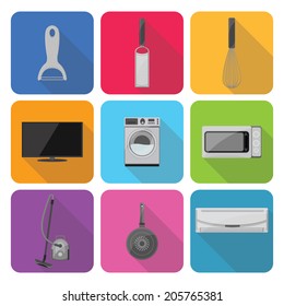 Home appliances icons in flat design set 2