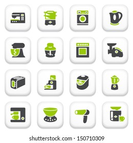 Home appliances icons. Green gray series.