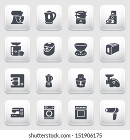 Home appliances icons on gray background.