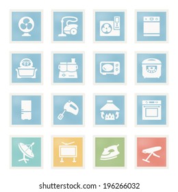 Home appliances icons on paper.
