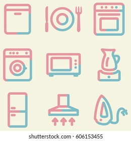 Home appliances icons set, signs for infographics, web, presentation