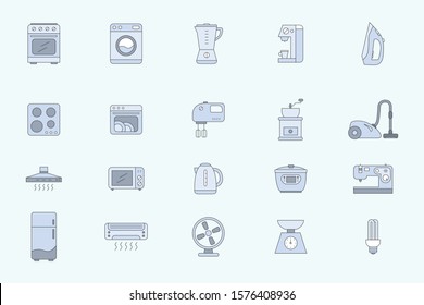 Home appliances Icons set - Vector color symbols of home and kitchen machines for the site or interface