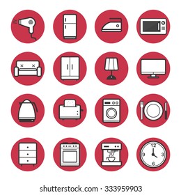 Home appliances icons set vector 