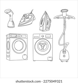 home appliances. Iron, steamer, washing machine.