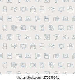 Home appliances line icon pattern set