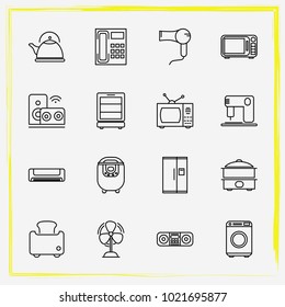 Home Appliances line icon set multivariate, air conditioning and microwave oven