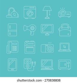 Home appliances line icon set