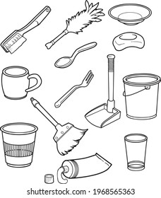  home appliances line vector illustration isolated on white background.