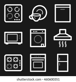 Home appliances mobile icons set, vector symbols.