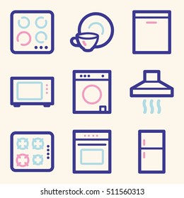 Home appliances mobile icons set, vector symbols.