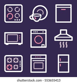 Home appliances mobile icons set, vector symbols.