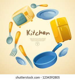 Home Appliances : Objects in Kitchen : Vector Illustration