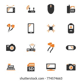 Home appliances orange vector icons for user interface design