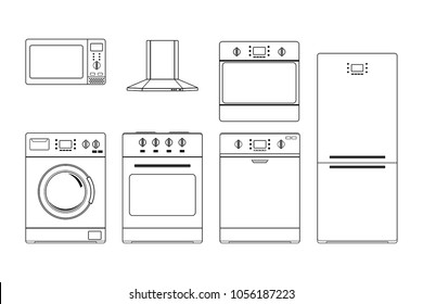 Home Appliances Outline Drawings Vector Illustration Stock Vector ...