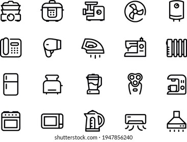 Home Appliances Outline Icons Editable Stroke