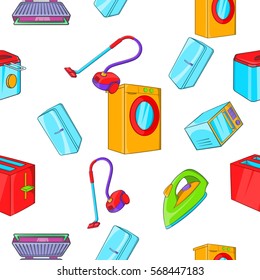 Home appliances pattern. Cartoon illustration of home appliances vector pattern for web