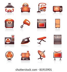 Home appliances, set 2. Black and red series.