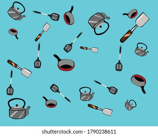 Aparatos para el hogar - conjunto de iconos vectoriales de línea delgada, teteras, paneles, fondos de fondo azul profundo