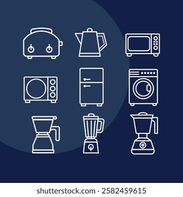 home appliances set of vector icons 