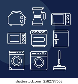 home appliances set of vector icons