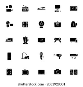 home appliances silhouette vector icons isolated on white background. home appliances icon set for web, mobile apps, ui design, print polygraphy and promo advertising business