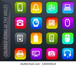 Home appliances vector colored icons in the holes easily adapt to any background