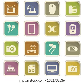 Home appliances vector colored paper stickers with icons