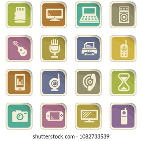 Home appliances vector colored paper stickers with icons