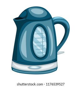 Home Appliances Vector Drawings. Cartoon Illustration of an Electric Kettle on a White Background