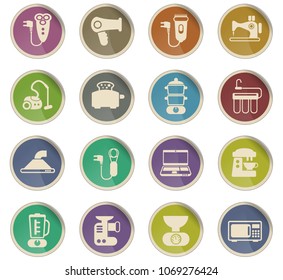 home appliances vector icons in the form of round paper labels
