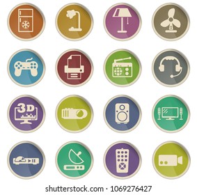 home appliances vector icons in the form of round paper labels