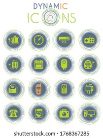 home appliances vector icons on white background with dynamic lines for animation for web and user interface design