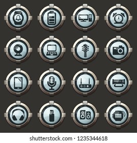 Home appliances vector icons in the stylish round buttons for mobile applications and web