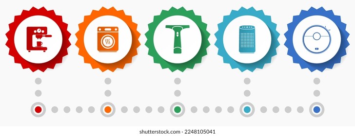 Home appliances vector icons, technology flat design web badges collection, business infographic template