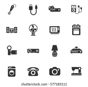 home appliances vector icons for user interface design