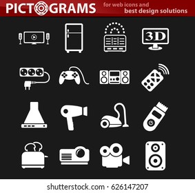 home appliances vector icons for user interface design