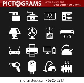 home appliances vector icons for user interface design
