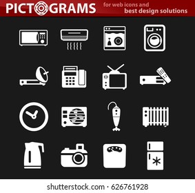 home appliances vector icons for user interface design