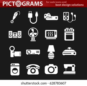 home appliances vector icons for user interface design