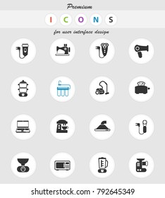 home appliances vector icons for web and user interface design