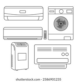 Home Appliances  vector line icon set