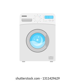 Home appliances. Washing machine. Vector drawing. Icon. Power on