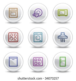 Home appliances web colour icons, white circle buttons series