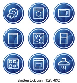 Iconos web de dispositivos domésticos, series de botones de círculo azul