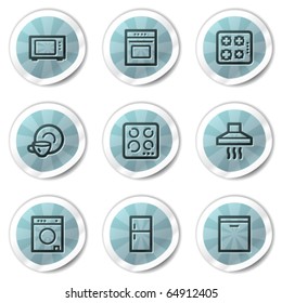 Home appliances web icons, blue shine stickers series