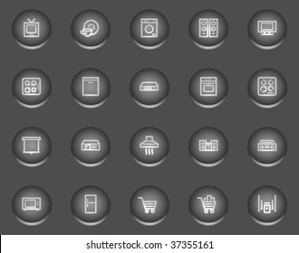 Home appliances web icons, metal circle buttons series