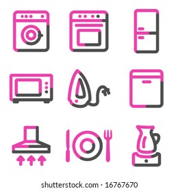 Home appliances web icons, pink contour series
