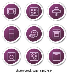 Home appliances web icons, purple stickers series